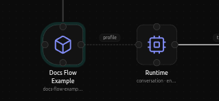 The App node on the canvas, wired to Runtime